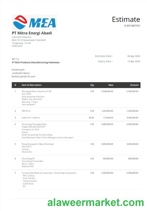 INDONESIA MEA utility bill Word and PDF template